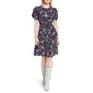 Lewit Puff Sleeve Silk A-Line Dress 550$ SIZE 4